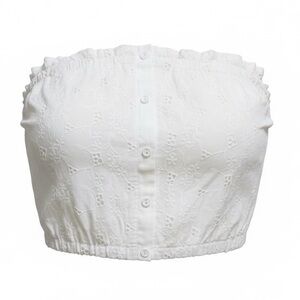 Love Tree White Cropped Strapless Eyelet Too Women’s Large